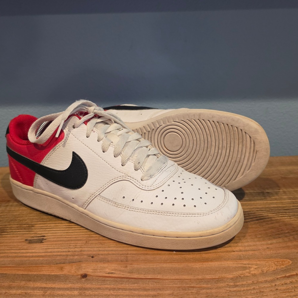 Nike Mens Court Vision Low White Black University Red DH0851-100 Size 9